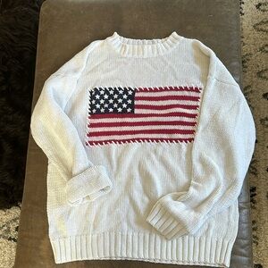 Limited Too white crew neck American flag sweater